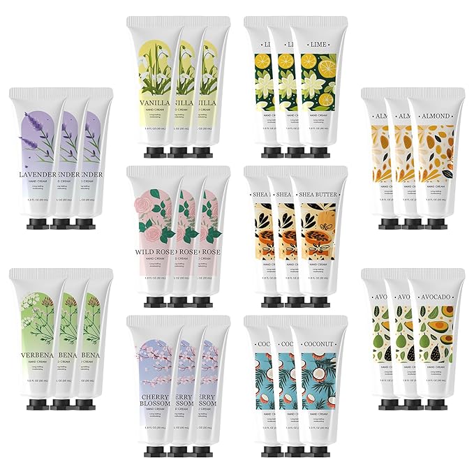 BODY & EARTH 30 Pack Hand Cream Lotion Bulk Mini Hand Lotion Hand Cream for Women Bridesmaid Gifts Small Gifts for Women Mothers Day Gift Bachelor Party Favors