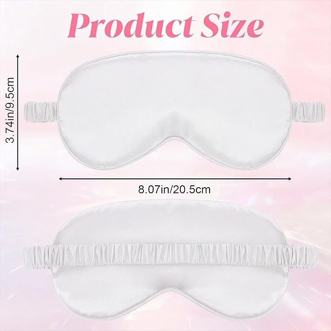 Silk Sleep Eye Mask 4 Pack Mulberry Silk Sleep Mask Eye Cover Blindfold with Elastic Strap Cute Satin Soft Eyeshade Masks for Women Night Sleeping Travel Nap (Pink) (White)