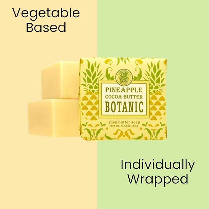 Greenwich Bay Mini Botanical Soap Bars – 12 Pack 1.9 oz Each – Individually Wrapped Guest Soaps for Airbnb, Spa, Travel, Bath – Travel Size Bar Soap Set, Pineapple