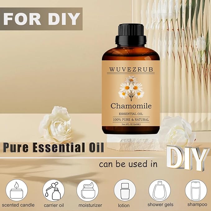 Chamomile Essential Oil -, 240ML Pure and Natural for Aromatherapy Diffuser - 8 Fl Oz