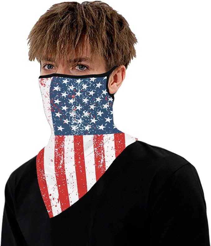 YAYOUREL Neck Gaiter Face Mask Bandanas for Men Women UV Face Scarf Cover Ear Loop Hole Facemask for Fishing Running Cycling