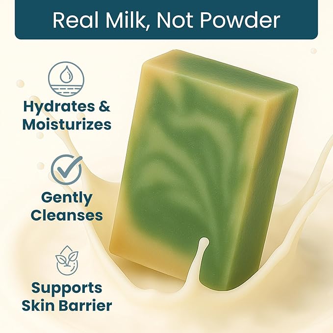 Eucalyptus Spearmint Soap Bar (3 Pack) - Goat Milk Soap for Men & Women - Natural, Handmade w/Real Milk - Dry Skin, Hands/Body - Premium, Gentle, No Dyes - (Large, 5oz)