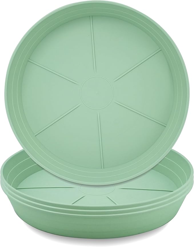 LWALRS Plant Saucer 6 Inch 4 Pack 6 8 10 12 14 16 18 20 25, Plastic Plant Trays for Pots，Extra-Deep Plant Water Dray Tray, Bird Bath Bowl, Heavy Flower Plant Saucers Indoors and Outdoor No Holes