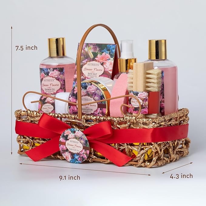 Gifts For Women Gift Basket – 9 Piece Set of ROSE JASMINE Home Spa Set, Friendship Gifts, Shower Care Set - Bath Pampering Package, Bath Gift Set for Her, Mom, Mothers Day,Christmas Gift for Women