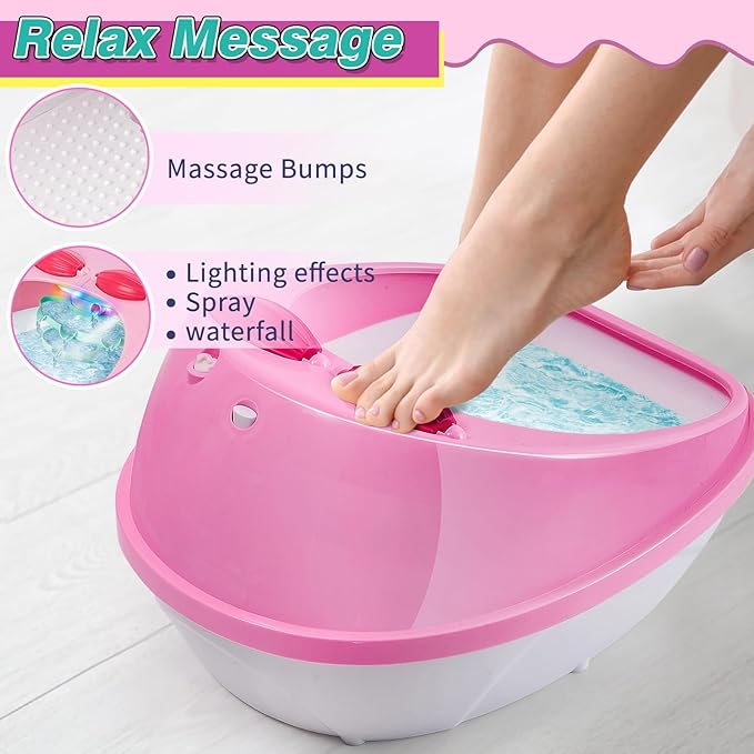 Kids Foot Spa & Nail Kit Set, Kids Spa Day Kit for Girls, Massage Foot Soak Tub and Nail Dryer, Toys Manicure Pedicure Art Salon Girl Gift for 5 6 7 8-12, Christmas Birthday Gifts