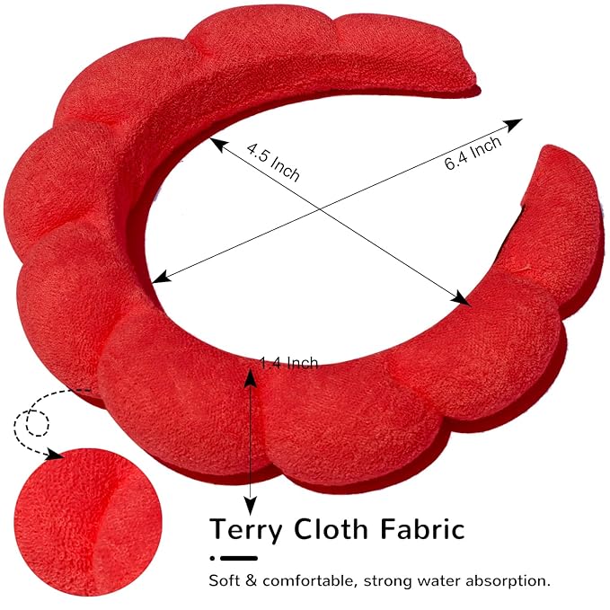 Spa Headbands for Washing Face or Facial, Makeup Headband for Women, Skincare Hair band, Puffy Terry Cloth Face Washing Head band for Maskup, Skin Treatment