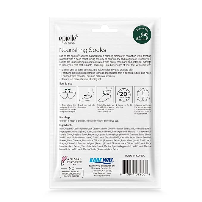 Epielle Nourishing Foot Mask 6 Pairs, Repair and Soften with Hemp & Rosemary Extract, Deep Moisturizing Socks for Dry, Cracked Feet, Self Care Gifts for Women, Spa Kit, Mothers Day Gifts