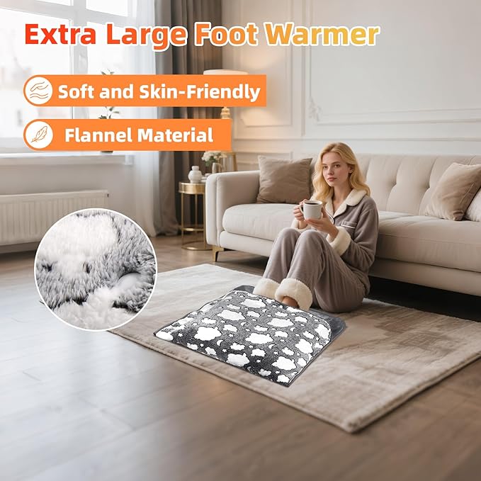 2-in-1 Heating Pads Large for Back Pain 40"x24", Foot Warmers for Feet XXXL Electric Heat Pad for Period Cramps & Full Body, 4 Timer Auto Shut Off(Max 4H)/9 Heat/10ft Cord Heating Blanket,Grey