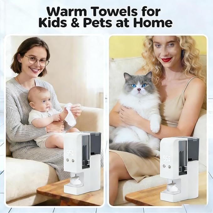 5s Fast Hot Towel Dispenser, 55°C (131°F) Constant Temp, 500ml Tank, Auto-Dry & Safe, Portable for Spa, Facial, Bathroom & Home (Hot Towel Heater with 2 Rolls of Towels)