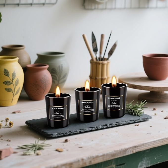 12 Pack Scented Black Candles Gift Set, Natural Soy Wax Aromatherapy Candles for Home, 12 Fragrances, Perfect for Stress Relief, Meditation, Bathroom, Bedroom, Birthday Gifts for Women & Men