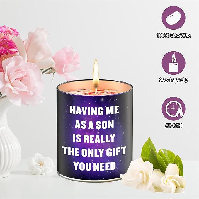Mothers Day Gifts for Mom from Son Kids: Birthday Christmas Gift for Mom,Funny Stocking Stuffers Galentines Day Anniversary Presents,9oz Scented Candles