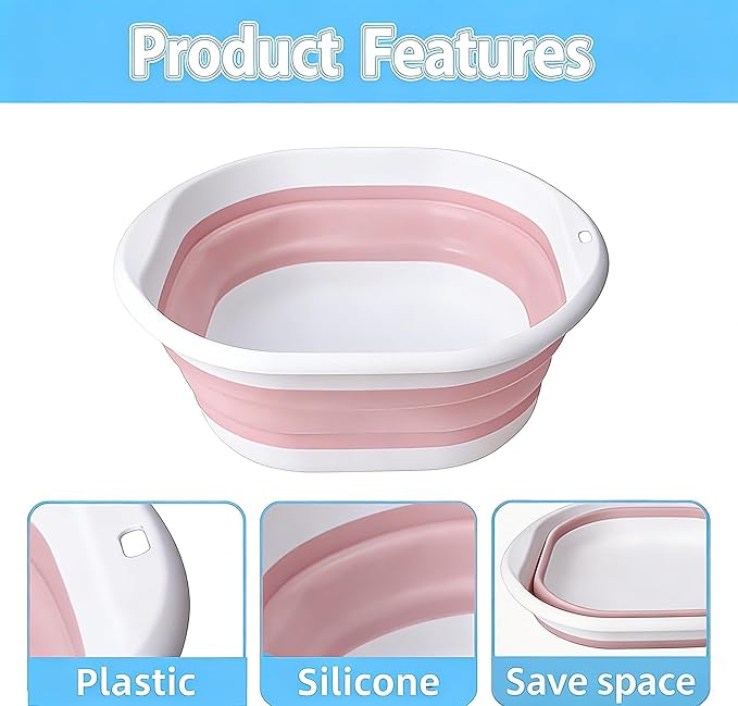 Portable Pool Foot Bath,Collapsible Pool Foot Wash Basin Tub,Foot Bath Basin for Above Ground Swimming Pools Accessories (Pink Baths)