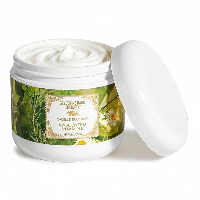 Camille Beckman Glycerine Hand Therapy Cream, Vitamin E Unscented, 8 Ounce