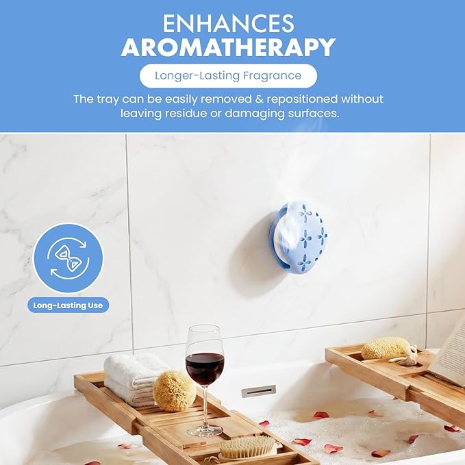 Shower Steamer Tray & Holder with Suction Cup – Non-Slip Silicone Molds for Aromatherapy Shower Steamers (1, Blue)