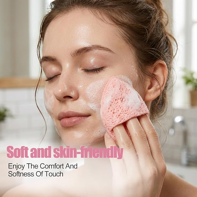 9PCS Drop Shape Exfoliating Face Scrubber Sponge Daily Cleansing Facial Sponges Exfoliator, Glove Bath Makeup Blackhead Remover Tools Reusable Face Scrub Pads for Women