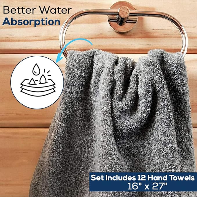 SIMPLI-MAGIC Towels, Hand, Gray 12 Count