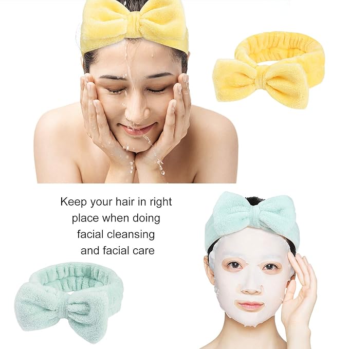 Hishexin 8 Pack Spa Headbands for Women, Soft Bow Skincare Headband for Washing Face, Skincare, Salon & Makeup, Bulk Spa Party Favors, Ideal Christmas Gifts or Stocking Stuffers for Teen Girls