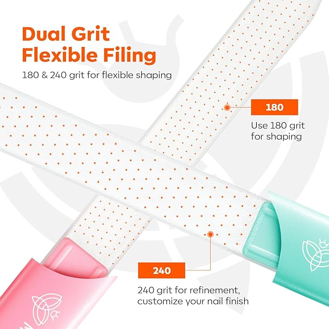 Modelones Glass Nail Files, 3 PCS Crystal Glass Nail Files with 180/240 Grit, Double-Sided Reusable Sandblasted Fingernail Buffers Nail Shaper & Smoother for Cuticle Remover Home Manicure