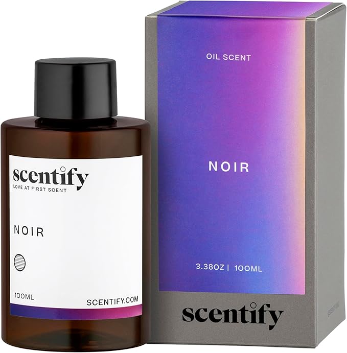 Scentify Noir Aroma Oil Refill Scent for Oil Diffusers – Bergamot, Lemon, Fig, Rose & Amber – Luxurious Relaxing Aromatherapy Diffuser Fragrance 100ml, 3.38 oz