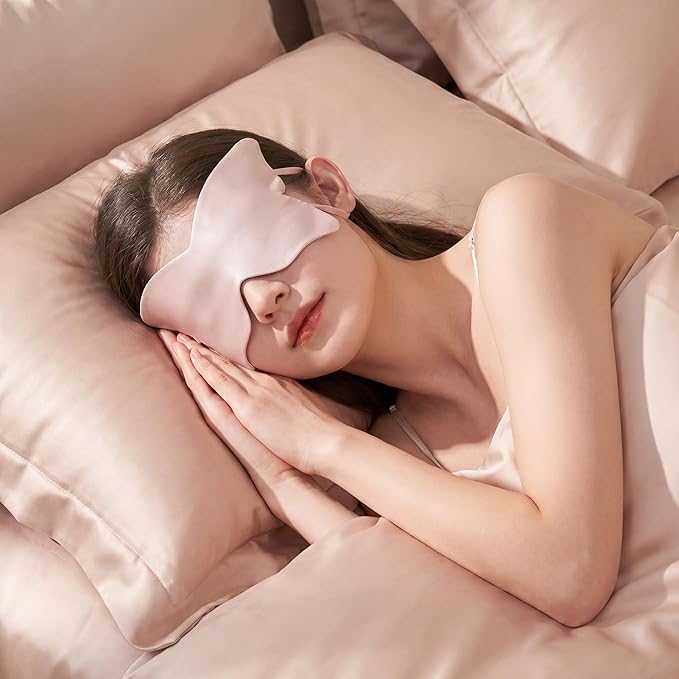 Butterfly-Shaped Silk Sleep Mask for Women - Pink Ultra-Soft Light Blocking Eye Cover with Elastic Strap, Ideal for Night Sleep Travel Office Naps & Home Use
