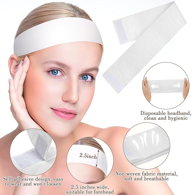 Sublaga 40 Pack Spa Headband for Women Disposable Skincare Headbands for Facials Esthetician Supplies Esthetician Headbands Stretch for Women's Hair (40 Pcs White)
