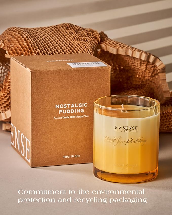 M&SENSE Caramel Coffee Candle for Home Scented, 10.6oz 60 Hours Burn Natural Soy Long Lasting Slow Burning Organic Aromatherapy Candle Housewarming Appreciation Gift for Women