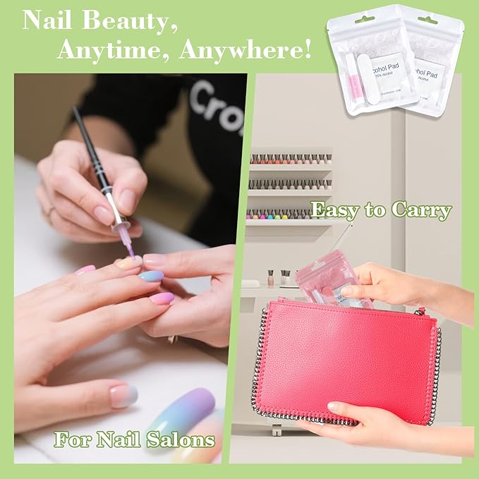 Press On Nail Tool Kit with Everything, Bebbtiy Press On Nail Prep Tool Kit Disposable Manicure Kit with Nail File, Nail Glue, Prep Pads, Adhesive Nail Tabs, Wood Stick, Packaging Bag (50pcs-white)