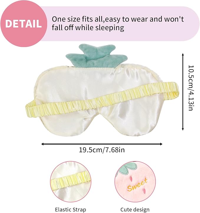 PERFECTSIGHT Sleep Eye Masks, Cute Fruit Sleep Eye Cover Lightweight Adjustable Eyeshade Mask Cover for Women Men Sleep Travel Nap, Strawberry Pineapple