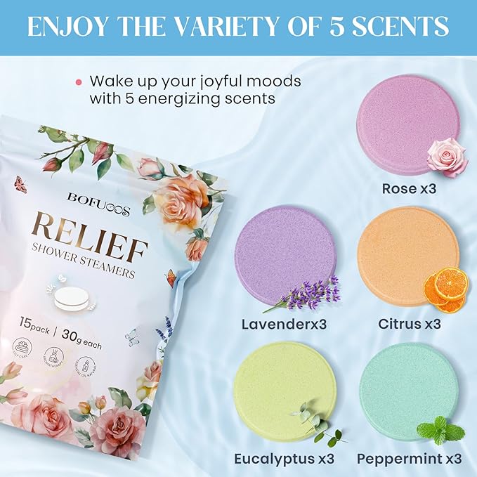 Shower Steamers Aromatherapy, Birthday Mothers Day Gifts for Mom Women Her Wife Teen Girls, Shower Bombs for Relax & Self Care Home Spa Relaxation Travel Essentials -15 Tablets