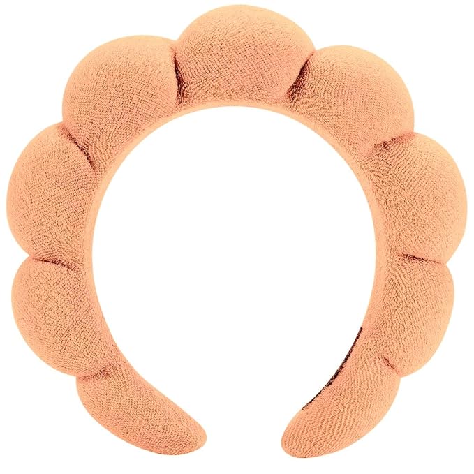 Spa Headbands for Washing Face or Facial, Makeup Headband for Women, Skincare Hair band, Puffy Terry Cloth Face Washing Head band for Maskup, Skin Treatment(Orange)