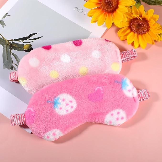 2PCS Plush Sleeping Eye Mask Soft Plush Eye Mask Fuffy Eye Cover Comfortable Sleep Mask Blindfold Rainbow Faux Fur Eye Shade for Women, Men and Kids Travel Nap Sleeping