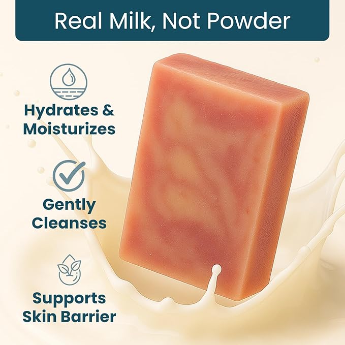 Goat Milk Soap Bar (Variety 3 Pack) - Natural Bar Soap for Men & Women - Handmade w/Real Milk, Hands/Body - Premium, Gentle, No Dyes - (Large, 5oz) Sandalwood, Cherry Almond, Charcoal