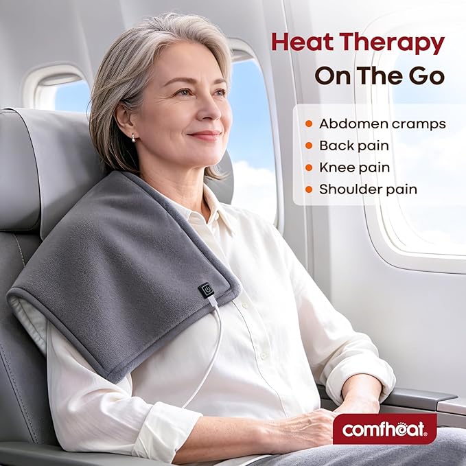 USB Heating Pad for Travel Warmth Outdoors, 5V Small Heated Pad FSA Eligible HSA Non-Rechargeable Heat Therapy for Pain Relief Abdomen Cramps, 3 Heat Settings & Auto Off (16"x 12") Gray