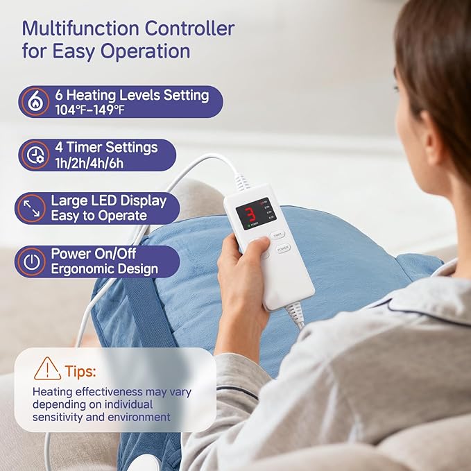 Large Heating Pad for Back Neck Shoulders, Electric Heating Pad for Back Pain Relief, 6 Heat Settings & 4 Timers 24"x33" Weighted Design, Birthday Christmas Gift for Women Men Mom Dad