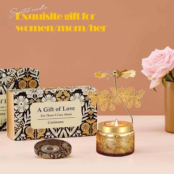Mothers Day Gifts for Mom from Daughter, Butterfly Candle Gifts for Women, Grandma, Birthday Gift for Woman Friend, Rotating Scented Candles for Home Decor, Funny Birthday Presents for Girlfried Wife