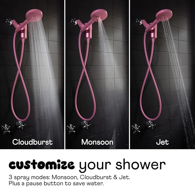 Sproos - Handheld Showerhead with Filter Set, High Performance Filtration System for Healthier Hair and Skin, Extra Long 70 Inch Hose, 3 Customized Spray Functions, Black