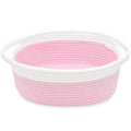 ABenkle Small Basket with Handles, Boho Decorative Rope Woven Dog Cat Toy Storage Bin Shelf Storage Organizer, Easter Christmas Gift Basket, 12"x8"x5", Pink