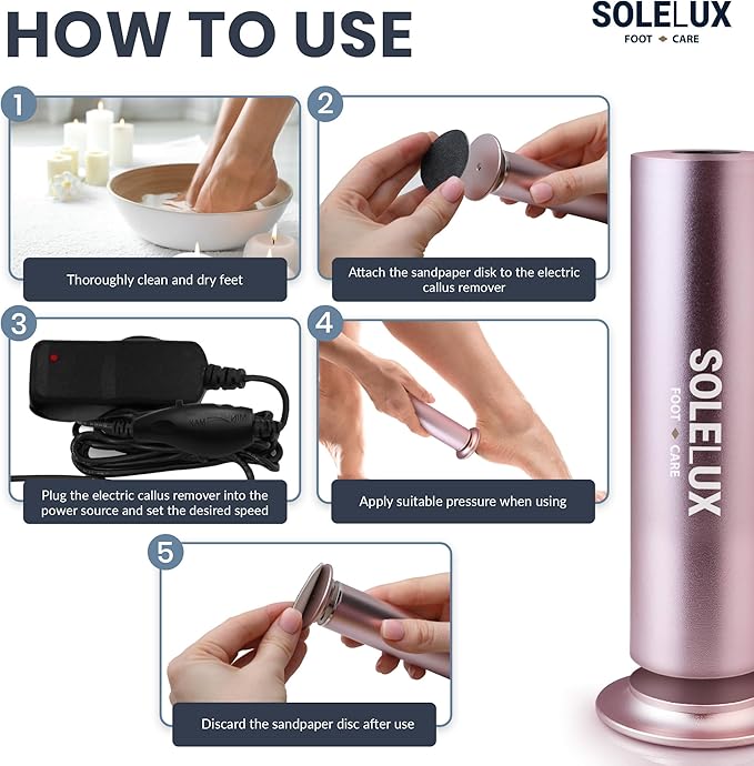 Upgraded 2026 Electric Foot File – Callus Remover for Women & Men with Adjustable Speed, 60 Sanding Pads & Dead Skin Exfoliation – at-Home Pedicure Tool for Dry, Cracked Feet (Pink)
