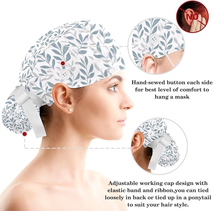 Scrub Cap with Hair Scrunchy, Ponytail Holder Surgical Cap