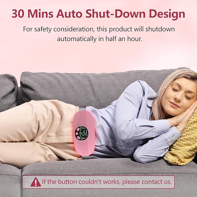 HOTBAG Heating Pad for Period Cramps Portable Cordless 3S Fast Period Heating Pad Cramp Relief with 3 Heat Levels and 3 Massage Modes Menstrual Electric Waist Wrap Belt for Pain Relief Gifts for Her