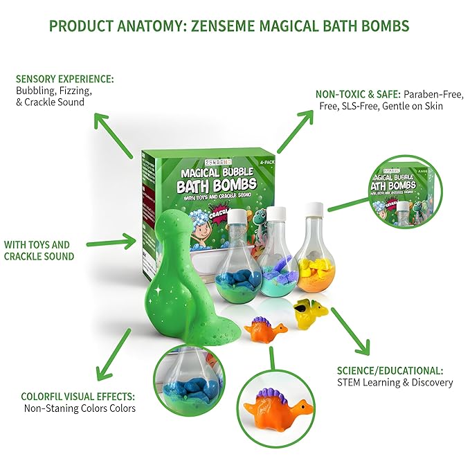 Bath Bombs for Boys with Mini Toy Ducks Inside – Kids Bath Bombs Powder - Bubble Bath for Kids – Bathtime Experiment Kit Mix - Blast of Foam & Colour Surprise – Gift Set of 4