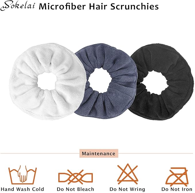 Hair Drying Towel Scrunchies - Terry Cloth Scrunchie Large Microfiber Hair Ties for Frizz Free Women Girls Thick Fuzzy Scrunchy Bobbles Hair Bands Ropes Ponytail Holder Wet Hair Accessories