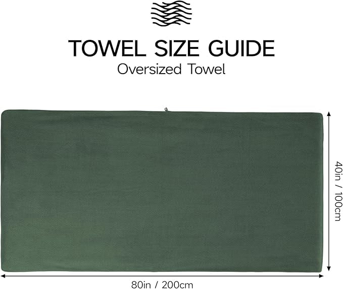 REDKISS Pack of 1 Jumbo Bath Sheet, 40 x 80 Inches Microfiber Oversized Bath Towel for Bathroom, Extra Large & Lightweight, Quick-Dry, Super Soft & Highly Absorbent, Perfect to Wrap Yourself In, Olive