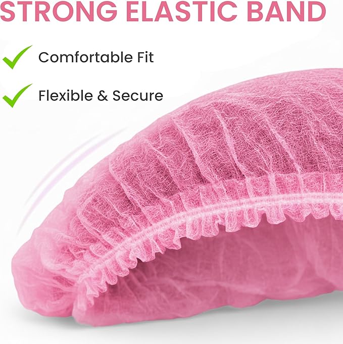 Disposable Bouffant Caps 21 Inch Non Woven Hair Net Elastic Head Cover For Food Service Kitchen Salon Lab Spa And Hygiene Use