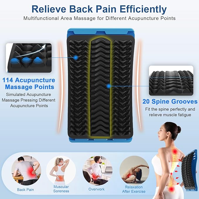 MINOLL Back Stretcher for Lower Back Pain Relief, Multiple Level Adjustable Arch Lumbar Back Cracker Board, Back Cracking Device, Back Massager for Scoliosis, Spine Decompression Support