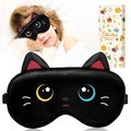 Miss Adola Sleep Mask for Kids - Valentines Gift for Kids Cute Silk Eye Cover for Sleeping Soft Kawaii Eyeshade Animal Eye Blindfold with Adjustable Strap for Girls Teens, Black Cat