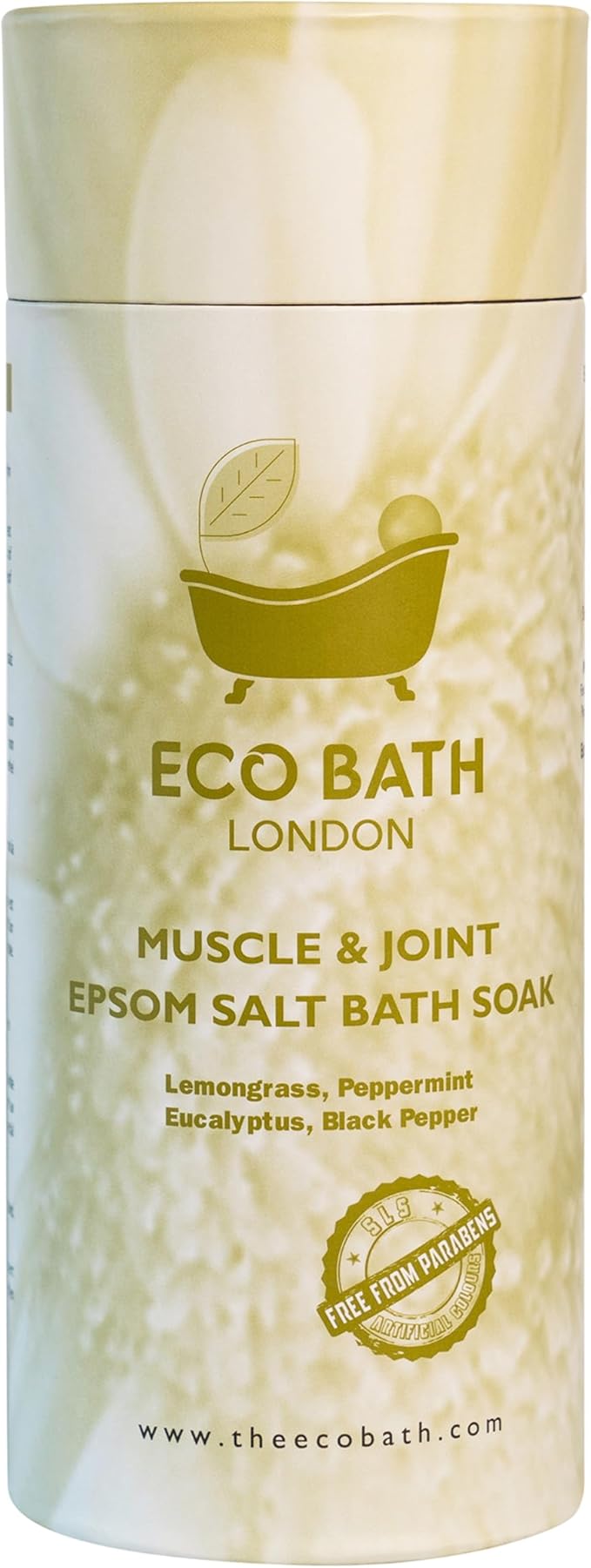 Eco Bath London Muscle and Joint Epsom Salt Bath Soak - Tube 2.2 lb (1 kg), Made in UK, Natural Magnesium Bath Salt, Relaxing Spa Bath Soak for Stress Relief, Self Care Gift for Women and Men