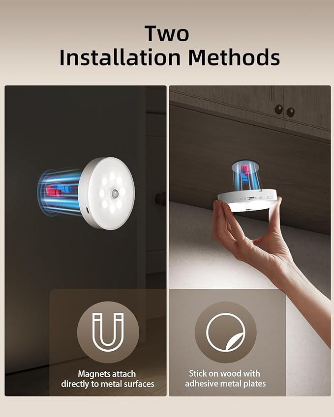 EZVALO 6-Pack Under Cabinet Lighting, Rechargeable Motion Sensor Puck Light with Remote, 3 Color Temps & 12 RGB Colors, Magnetic Stick on Light, Dimmable Under Counter Light for Kitchen, Home Decor