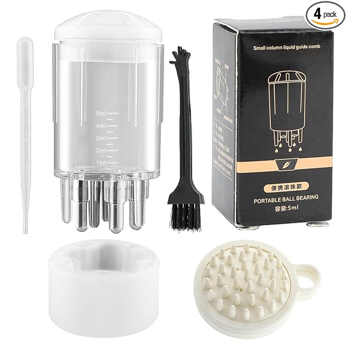4pcs Scalp Applicator Comb Set with Scalp Applicator Comb, Hair Comb and Hair Oil Applicator Bottle Brush for Scalp Massager and Hair Growth Care(white)