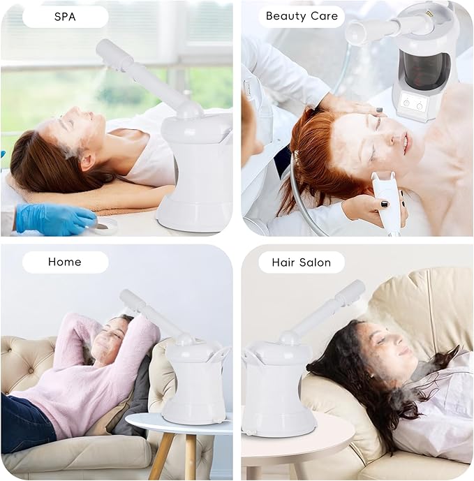Table Facial Steamer, Face Steamer with Extendable Arm Nano Ionic Steamer for Home Salon Spa or Personal Care